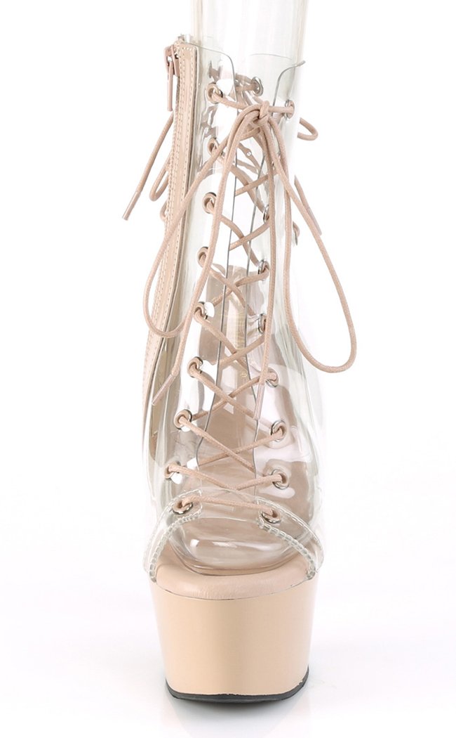ASPIRE-600-30 Clear & Nude Ankle Boots-Pleaser-Tragic Beautiful