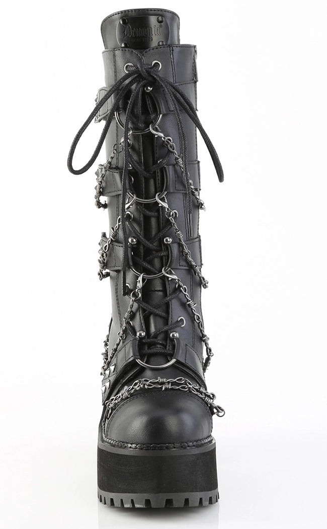 ASSAULT-117 Black Vegan Mid-Calf Boots
