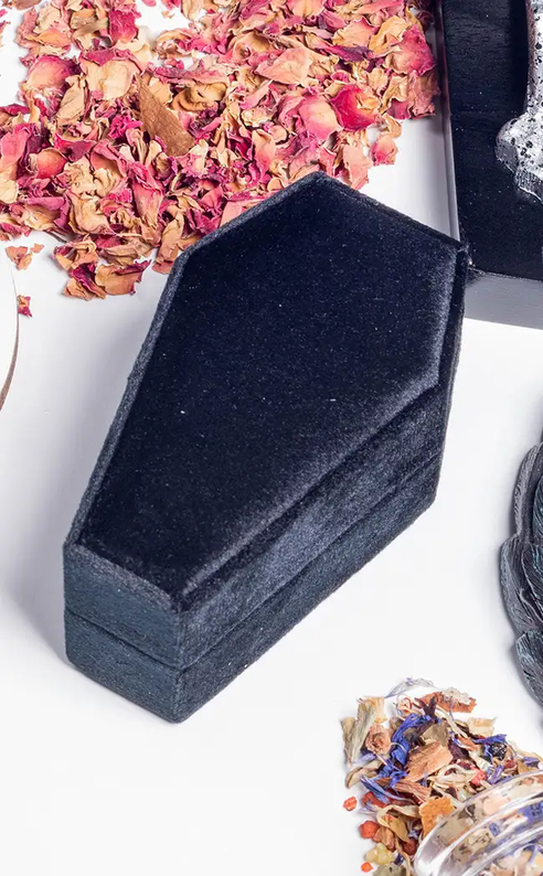 Black Entombed Velvet Ring Casket-The Haunted Mansion-Tragic Beautiful