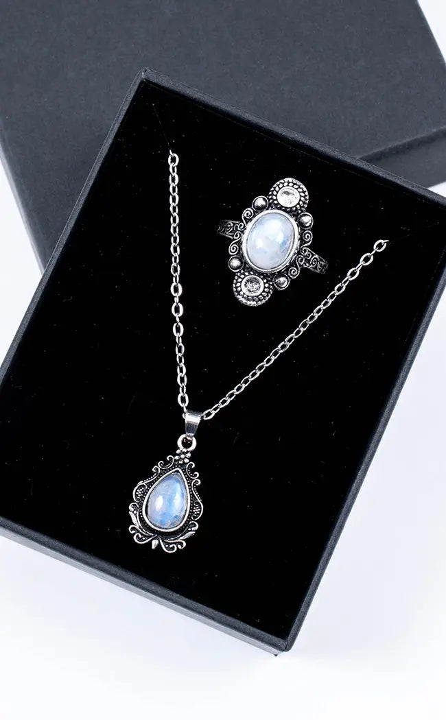 Blue Moonstone Stainless Steel Ring-Crystals-Tragic Beautiful