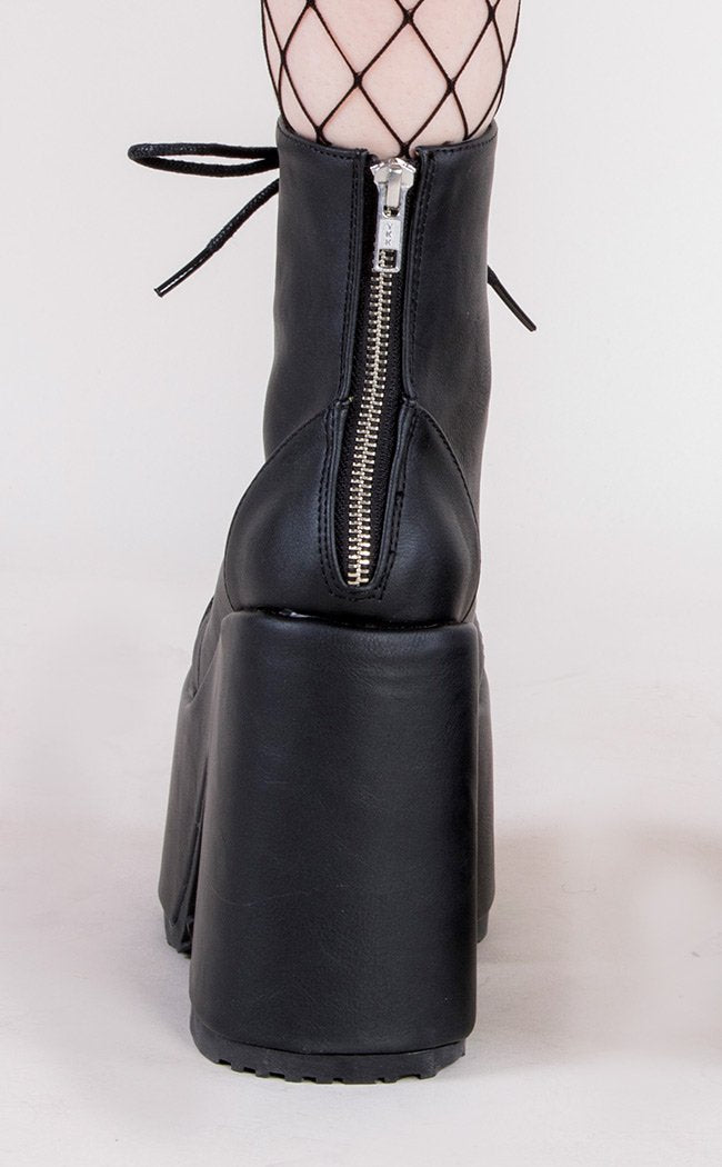 CAMEL-203 Black Vegan Ankle Boots-Demonia-Tragic Beautiful