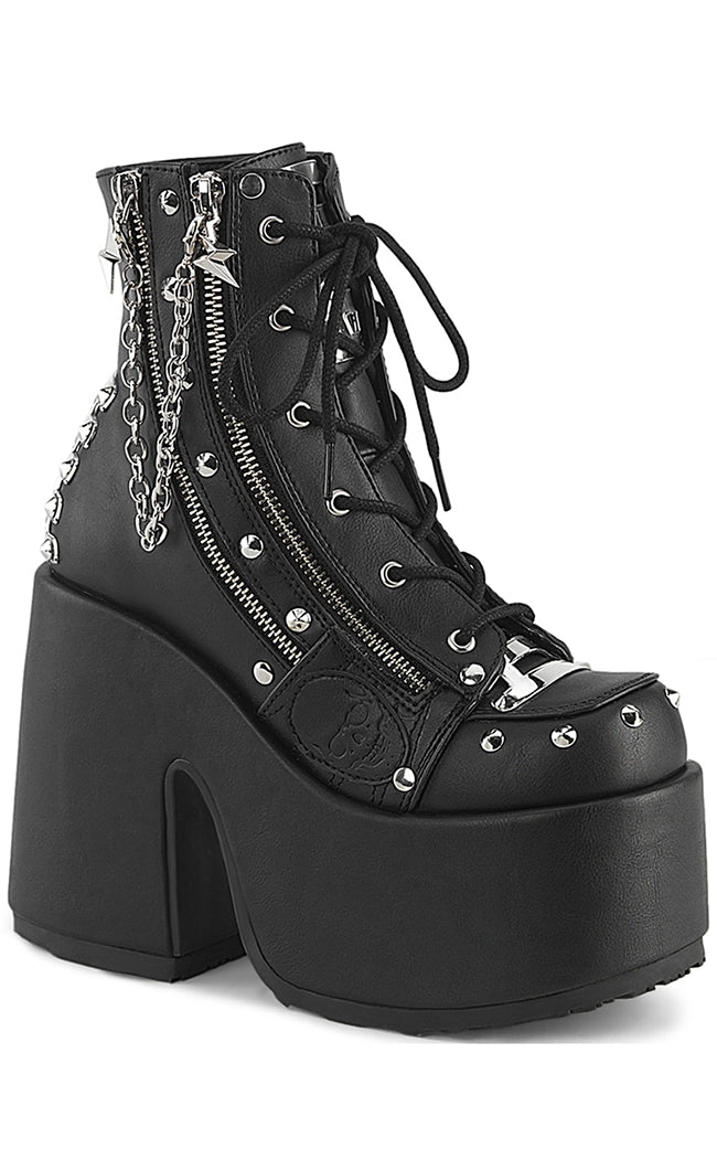 CAMEL-208 Black Vegan Lace-Up Ankle Boots-Demonia-Tragic Beautiful