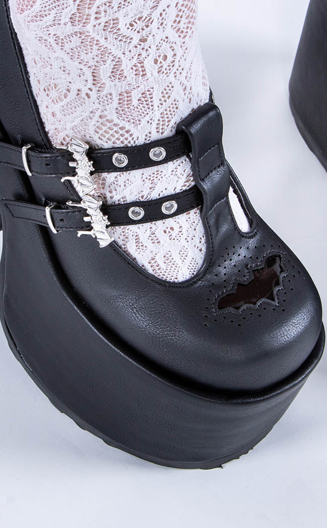 CAMEL-55 Black Matte Batty Mary Janes-Demonia-Tragic Beautiful