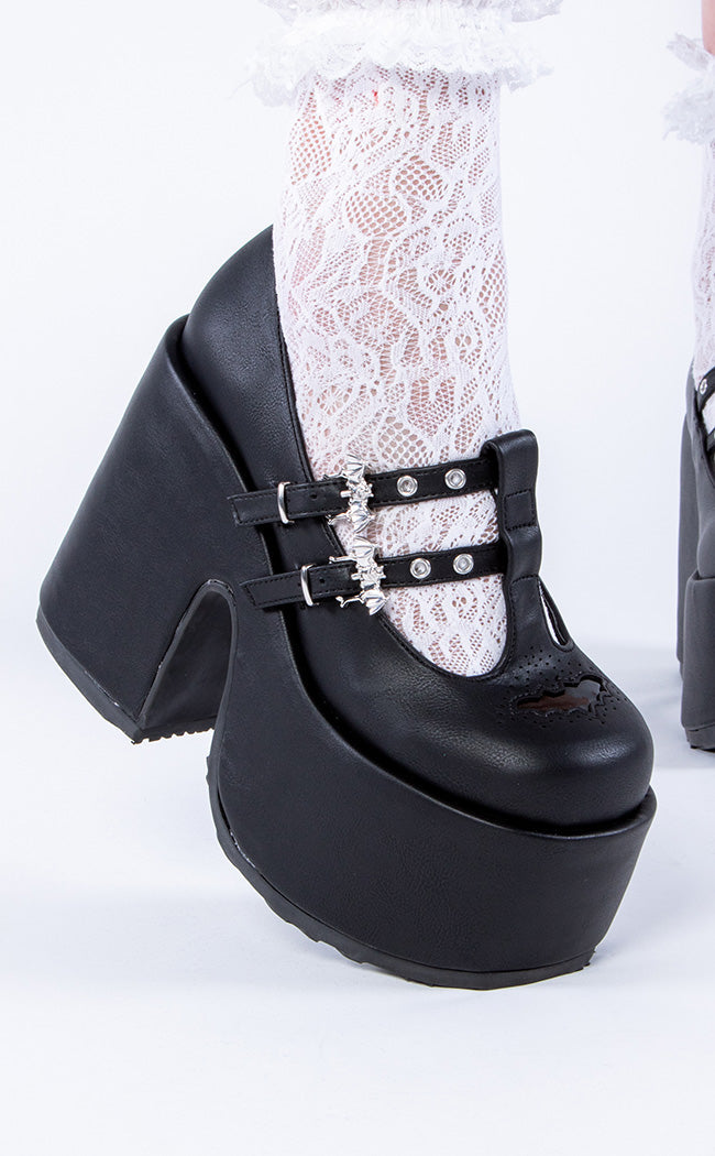 CAMEL-55 Black Matte Batty Mary Janes-Demonia-Tragic Beautiful