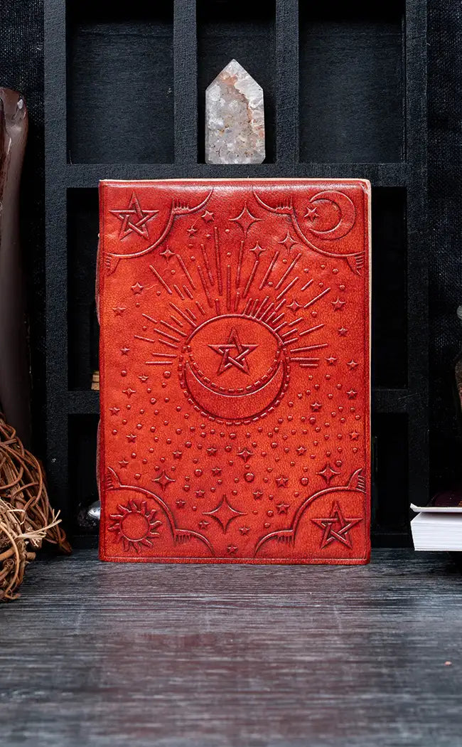 Celestial Handmade Leather Journal Dark Brown