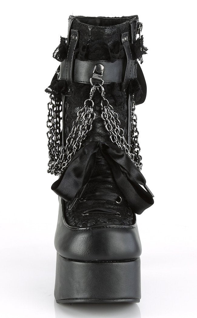 CHARADE-110 Black Lace Boots-Demonia-Tragic Beautiful