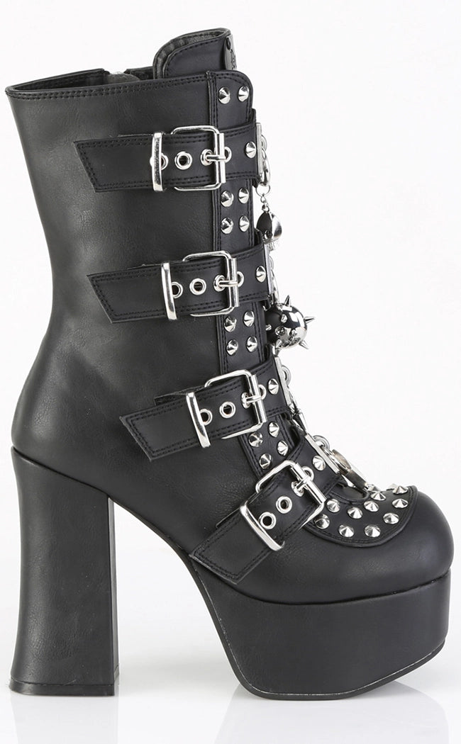 CHARADE-118 Black Vegan Leather Boots-Demonia-Tragic Beautiful