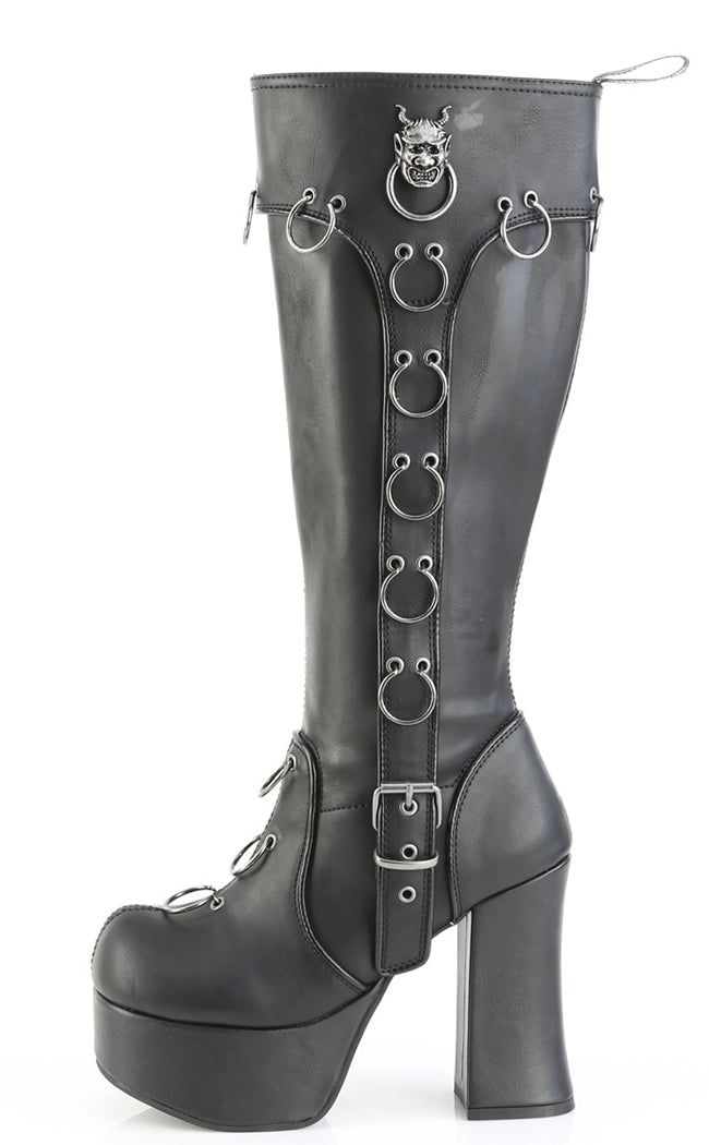 CHARADE-211 Black Platform Knee High Boots