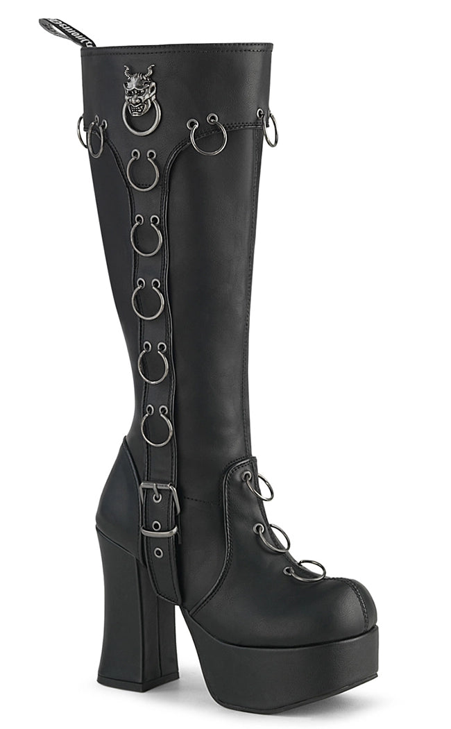 CHARADE-211 Black Platform Knee High Boots