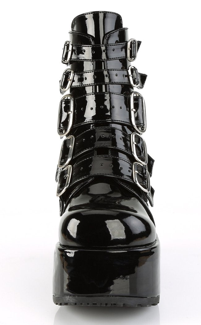 CONCORD-57 Black Patent Boots-Demonia-Tragic Beautiful