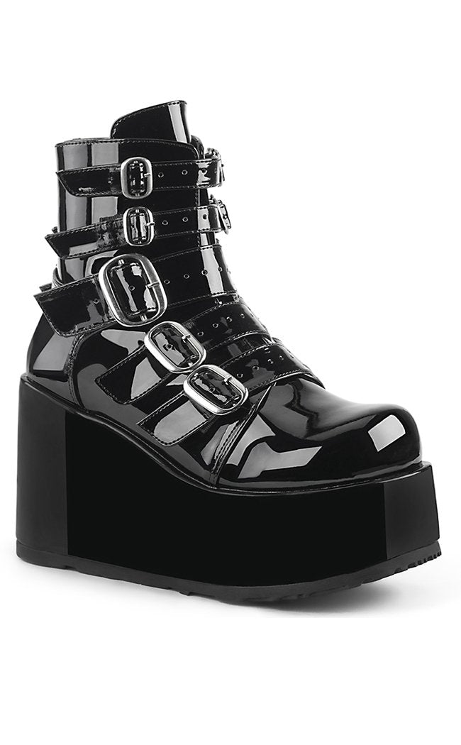 CONCORD-57 Black Patent Boots-Demonia-Tragic Beautiful