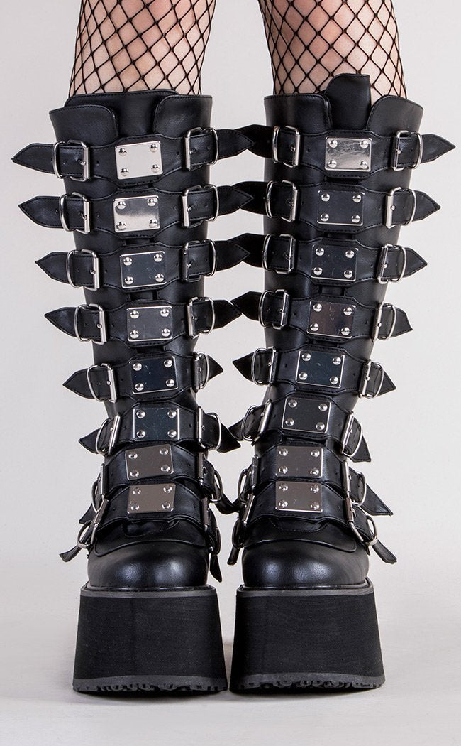 DAMNED-318 Black Vegan Leather Boots (AU Stock)-Demonia-Tragic Beautiful