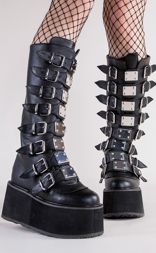 DAMNED-318 Black Vegan Leather Boots-Demonia-Tragic Beautiful