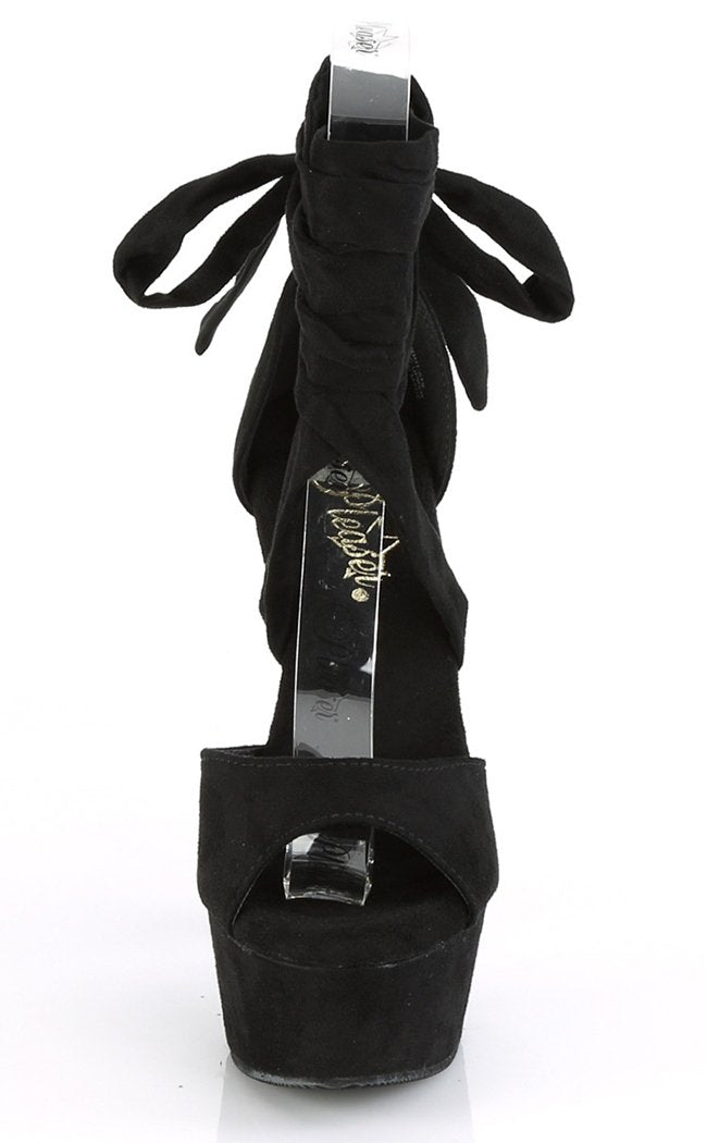 DELIGHT-679 Black Faux Suede Heels-Pleaser-Tragic Beautiful