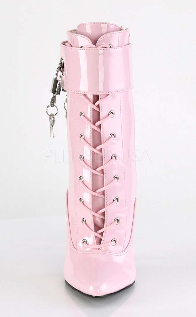 DOMINA-1023 Baby Pink Patent Ankle Boot-Devious-Tragic Beautiful