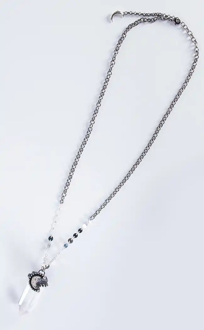 Eclipse Clear Quartz Crystal Necklace-Gaia Regalia-Tragic Beautiful