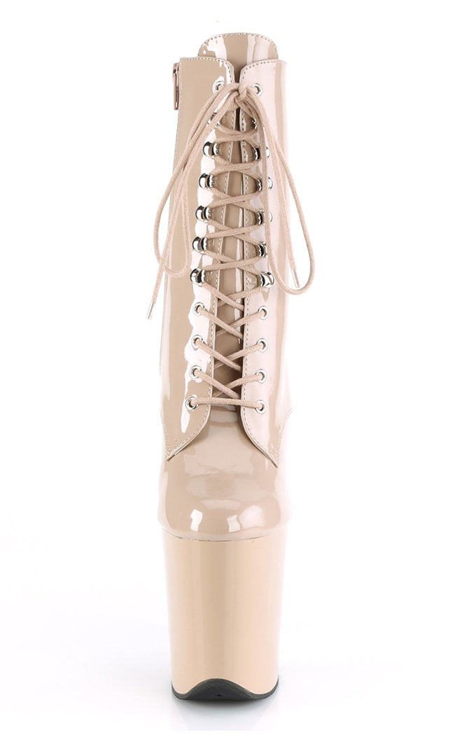 FLAMINGO-1020 Nude Patent Ankle Boots-Pleaser-Tragic Beautiful