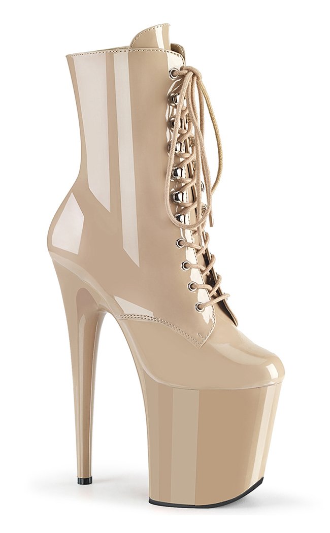 FLAMINGO-1020 Nude Patent Ankle Boots-Pleaser-Tragic Beautiful