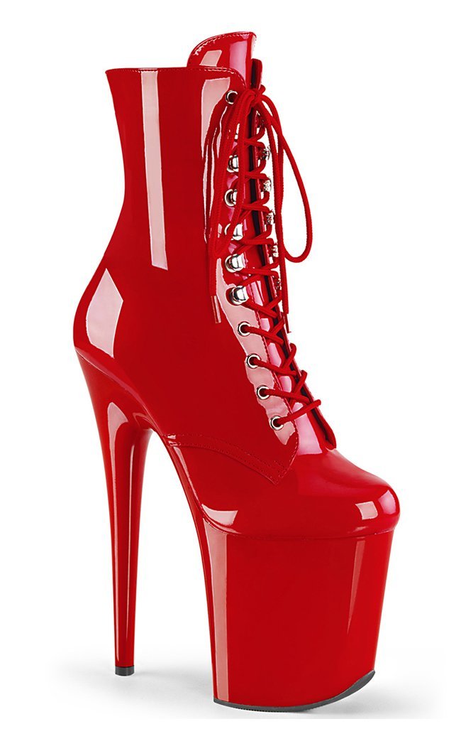 FLAMINGO-1020 Red Patent Ankle Boots-Pleaser-Tragic Beautiful