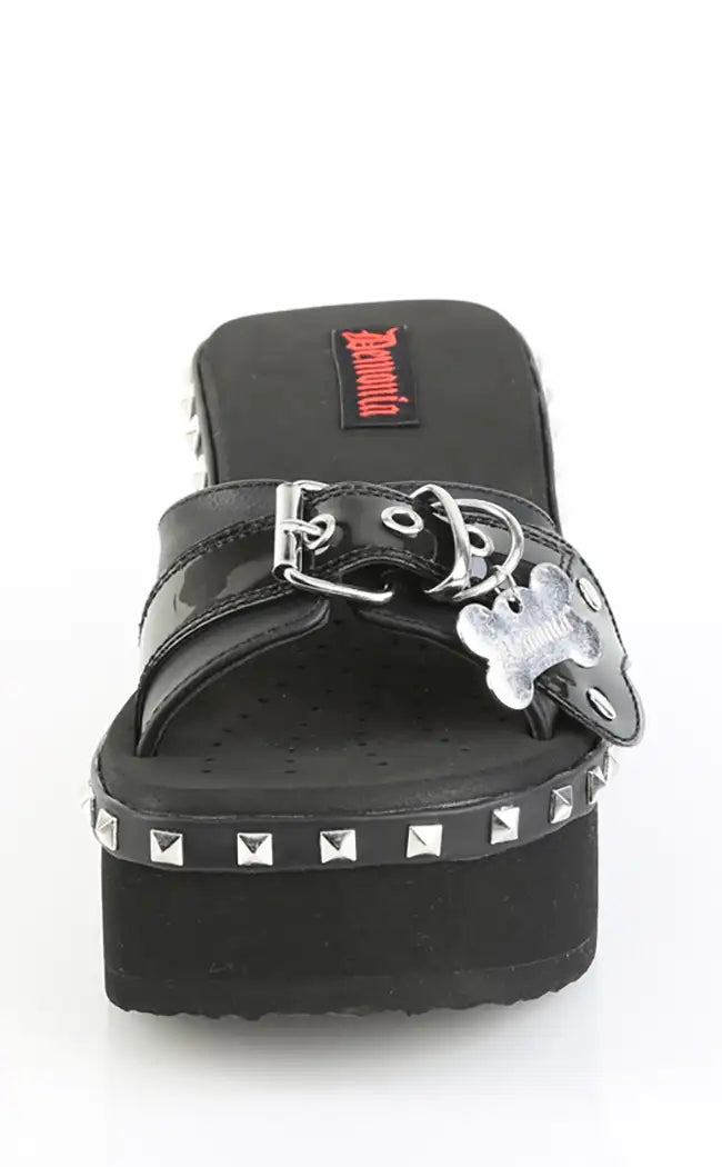 FUNN-28 Black Platform Slide Sandals