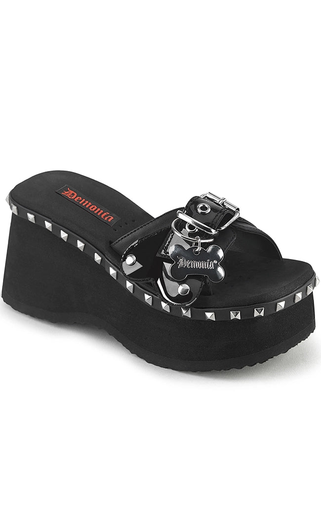 FUNN-28 Black Platform Slide Sandals