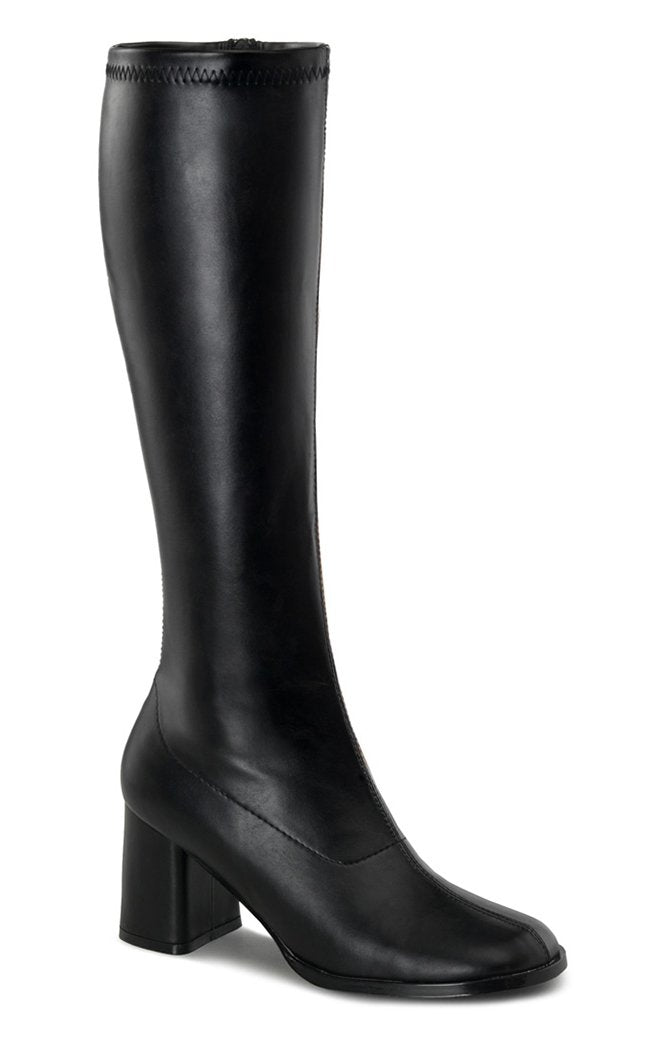 GOGO-300 Black Stretch Vegan Leather Gogo Boots-Funtasma-Tragic Beautiful