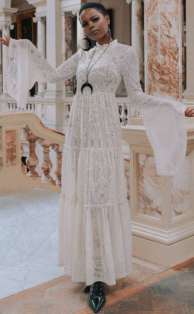 Killstar Australia | Hecate Ivory Lace Maxi Dress | Witchy Clothing Killstar Australia | Hecate Ivory Lace Maxi Dress | Witchy Clothing