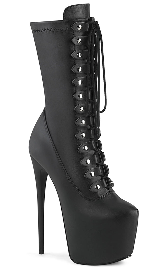 JUBILANT-1048 Black Vegan Leather Mid Calf Boots