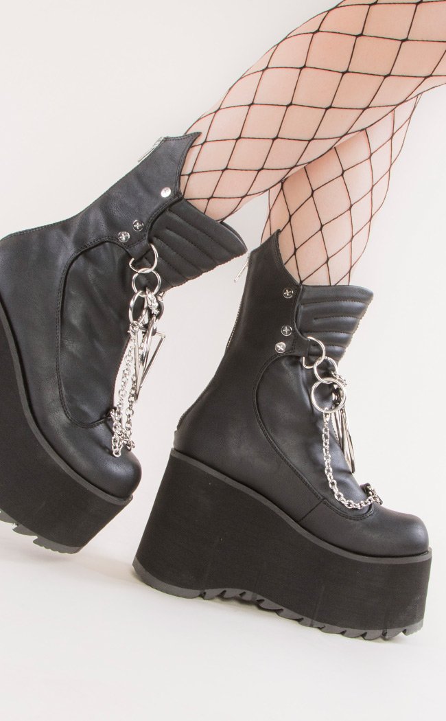 KERA-130 Black Platform Wedge Boots (Au Stock)-Demonia-Tragic Beautiful
