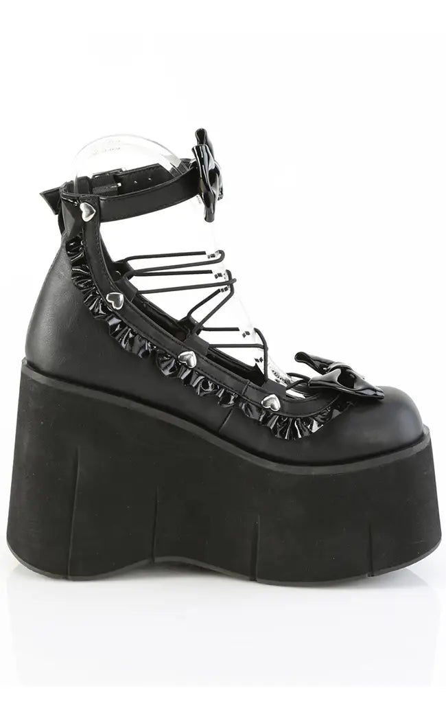 KERA-18 Black Vegan Ankle Strap Mary Janes-Demonia-Tragic Beautiful
