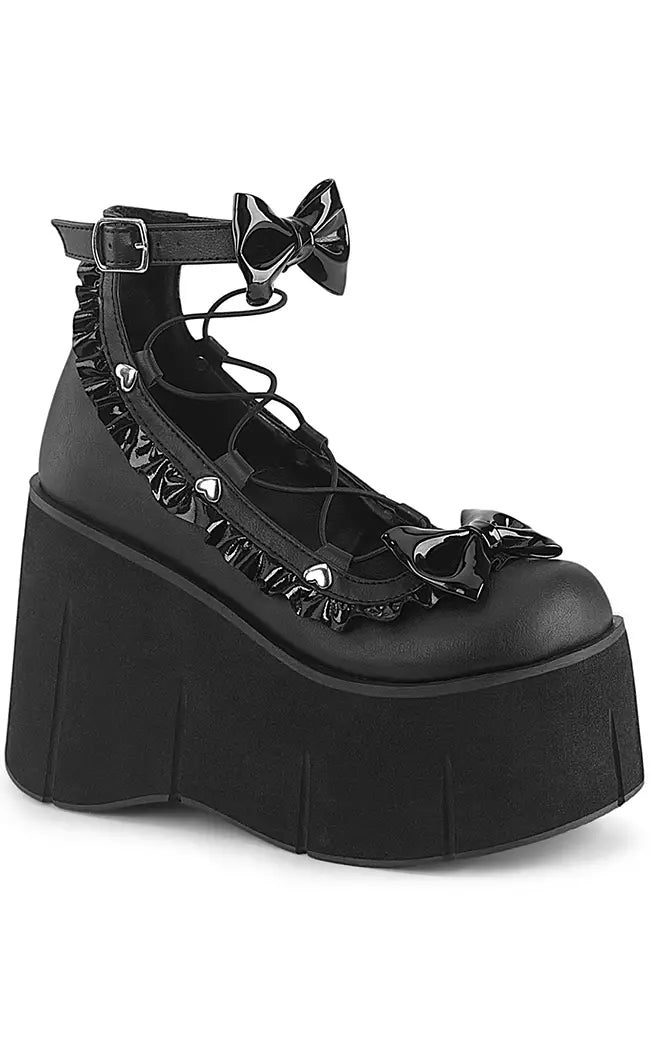 KERA-18 Black Vegan Ankle Strap Mary Janes-Demonia-Tragic Beautiful