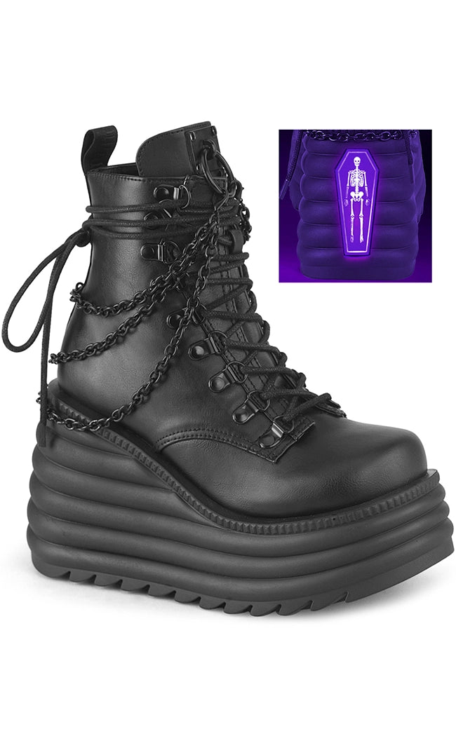 MORTE-65 Black Vegan Leather Ankle Boots