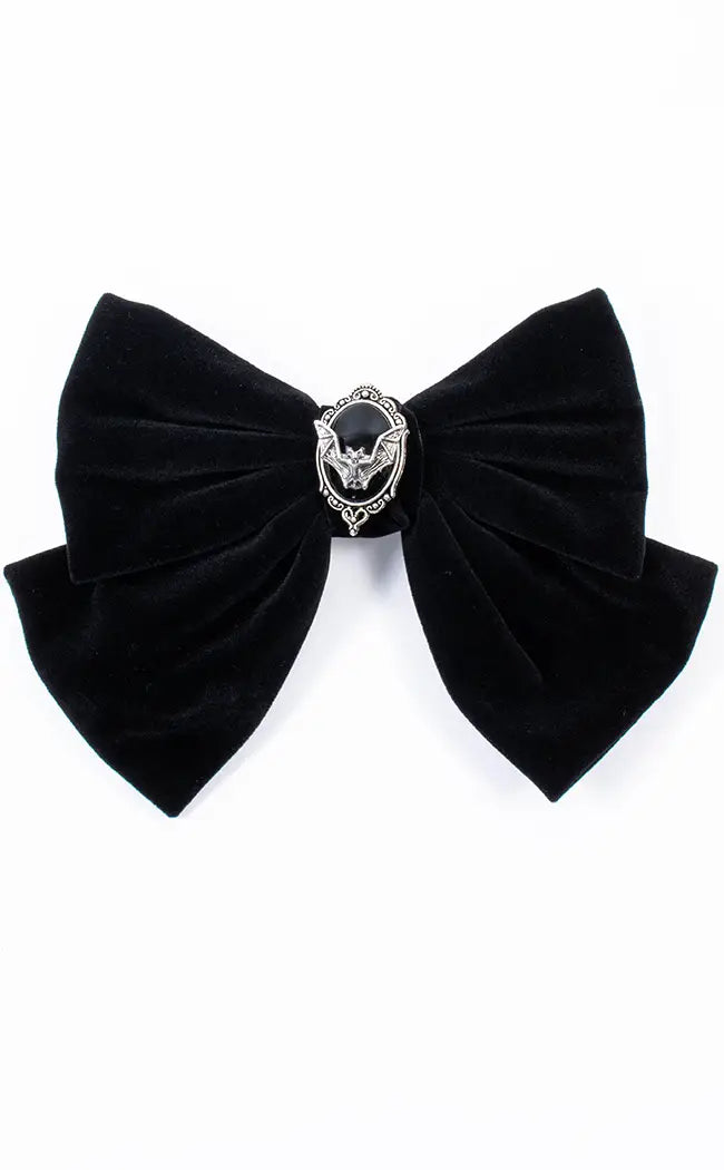 Nightfall Velvet Bow Hairclip-Cold Black Heart-Tragic Beautiful