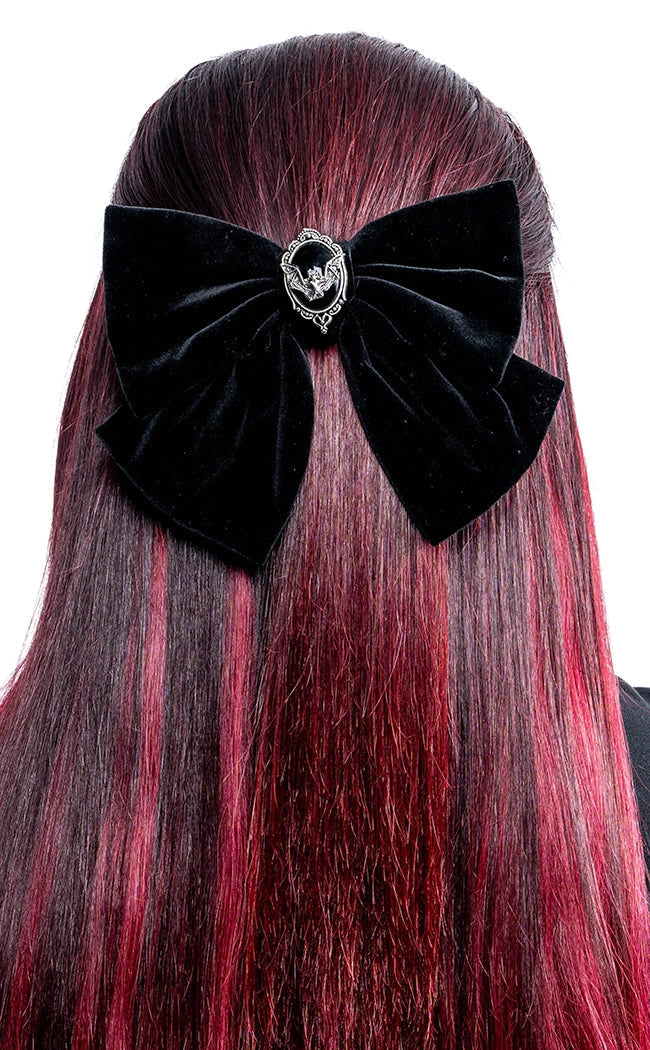 Nightfall Velvet Bow Hairclip-Cold Black Heart-Tragic Beautiful