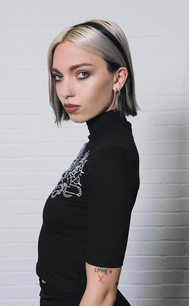 Rosaline High Neck Crop Tee-Mary Wyatt-Tragic Beautiful