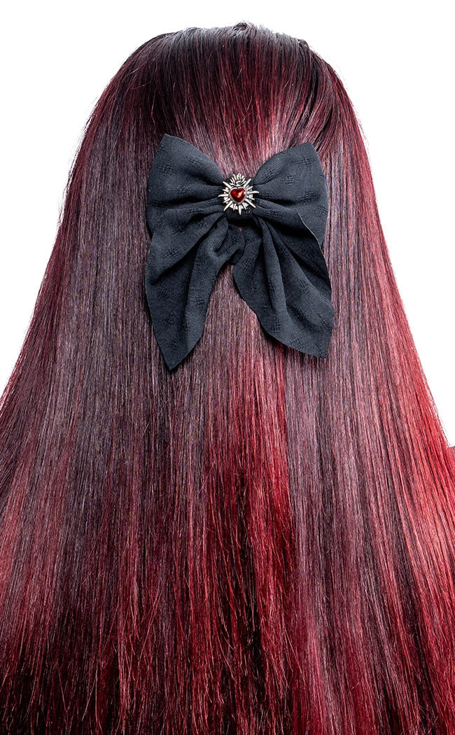 Sacred Heart Bow Hairclip | Red-Cold Black Heart-Tragic Beautiful