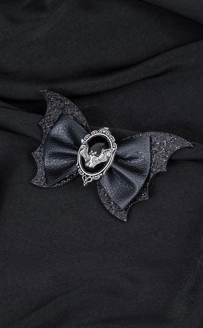 Sanctum Black Glitter Bat Bow Hairclip