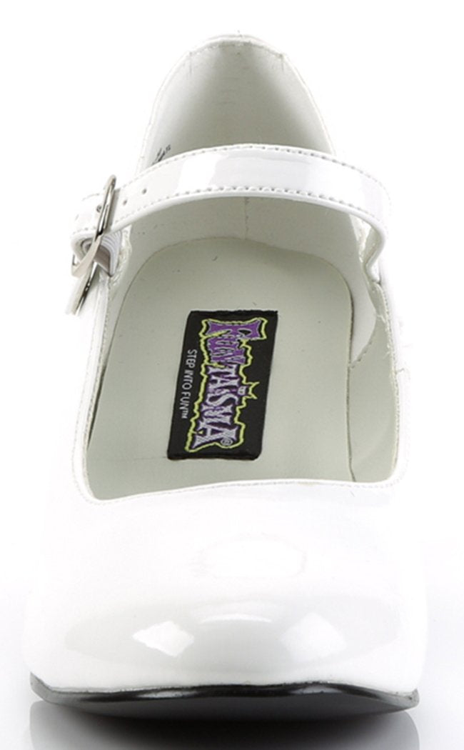 SCHOOLGIRL-50 Wht Pat Heels (Last Pair: 10)-Funtasma-Tragic Beautiful