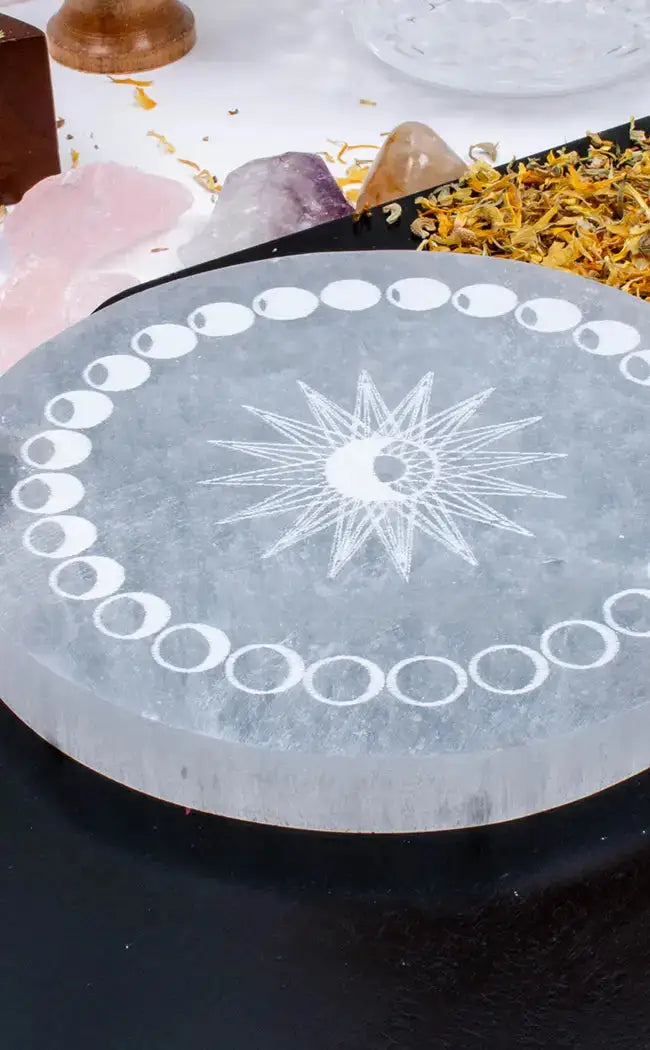 Selenite Charging Plate | Moon Phases