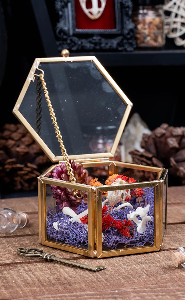 Skull & Bones in Glass Trinket Box