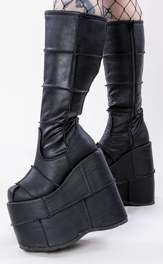 Demonia STACK-301 Black Vegan Platform Boots Gothic Shoes Australia