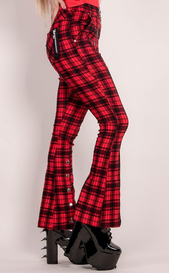 Banned Apparel Australia Tartan Night Flare Goth Punk Trousers