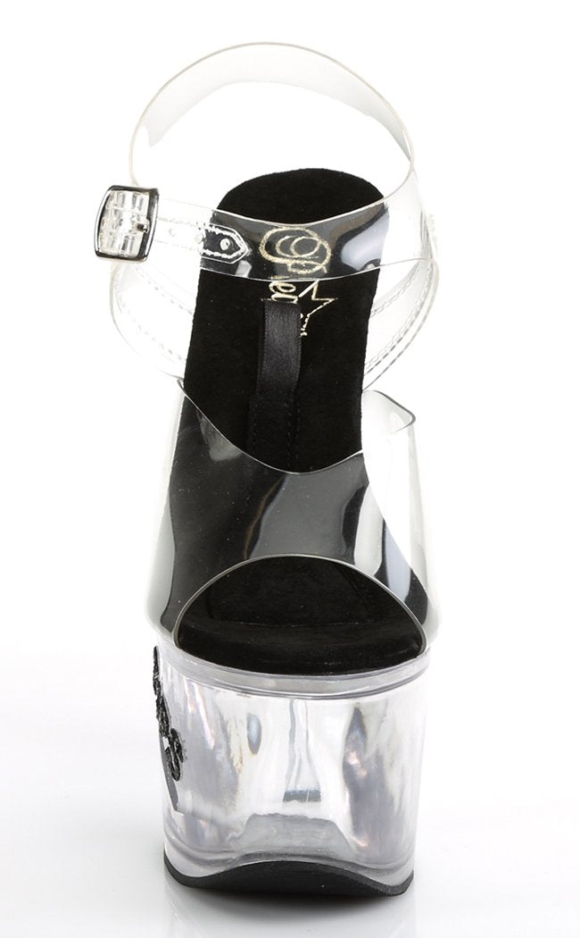 TIPJAR-708-5 Clr-Blk/Clr Heels-Pleaser-Tragic Beautiful