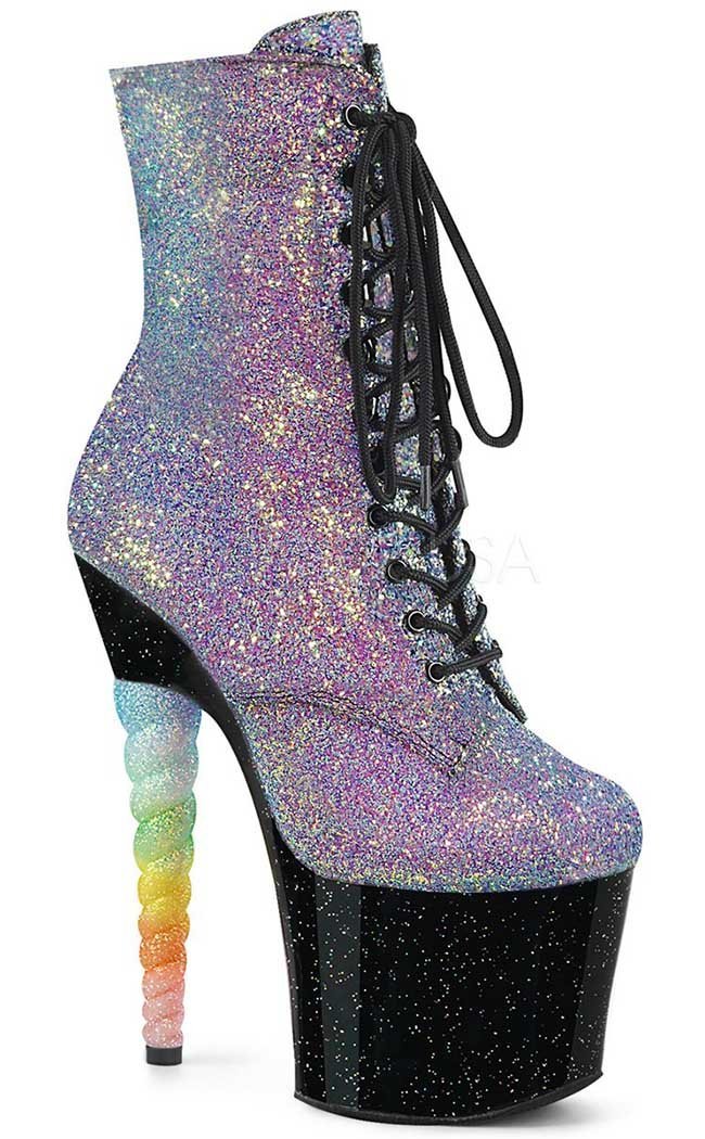 UNICORN-1020G Iridescent Glitter Ankle Boots-Pleaser-Tragic Beautiful