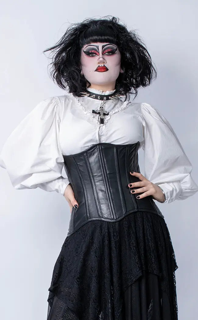 Valkyrie Leather Underbust Corset-Hexxxed Intimates-Tragic Beautiful