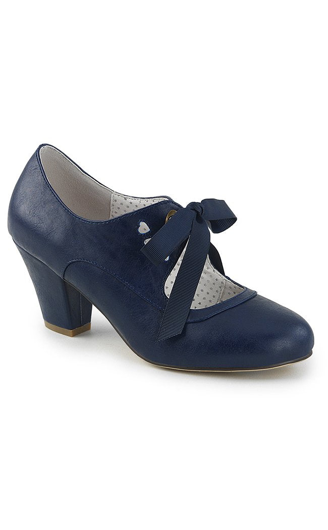 WIGGLE-32 Navy Blue Faux Leather Heels-Pin Up Couture-Tragic Beautiful