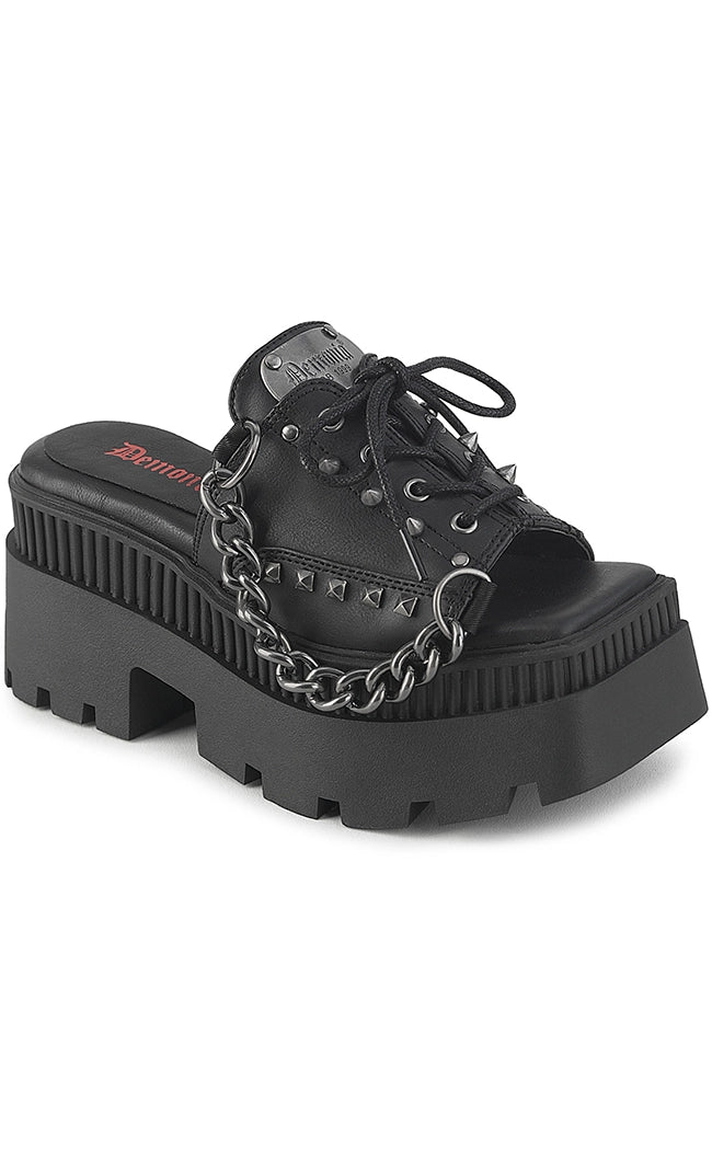 WRATH-03 Black Chained Platform Sandals