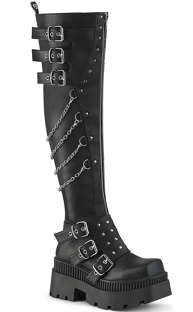 Trinity Demonia Boots Buckle Knee High Demonia Platform Buckle