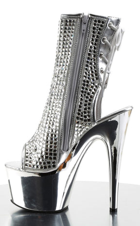 ADORE-1018DCS Silver Chrome Ankle Boots-Pleaser-Tragic Beautiful