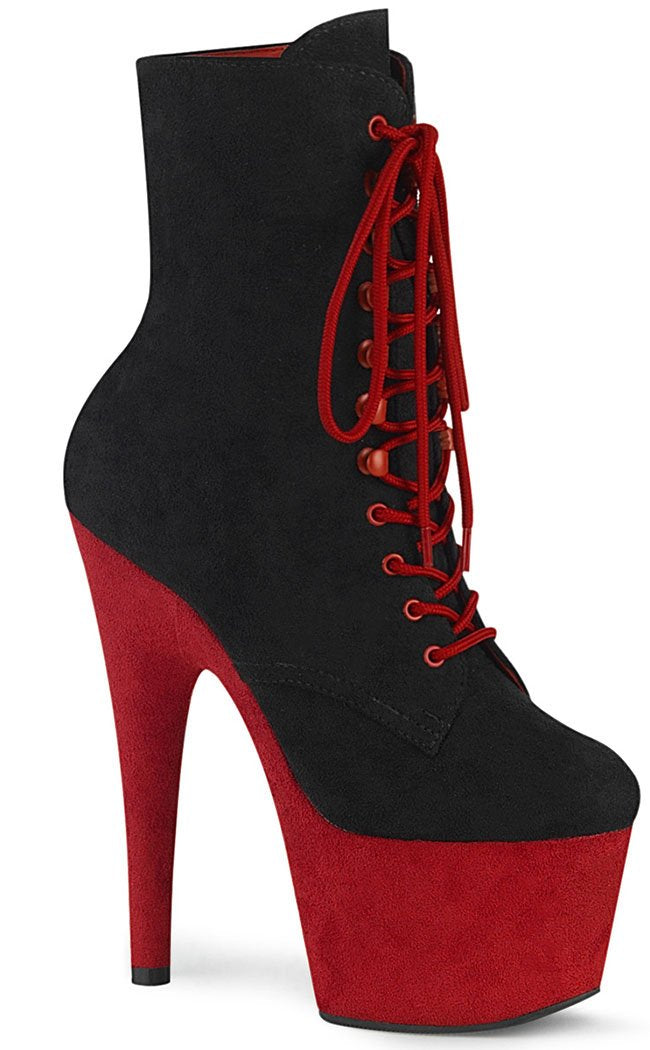 ADORE-1020 Black & Red Suede Boots-Pleaser-Tragic Beautiful